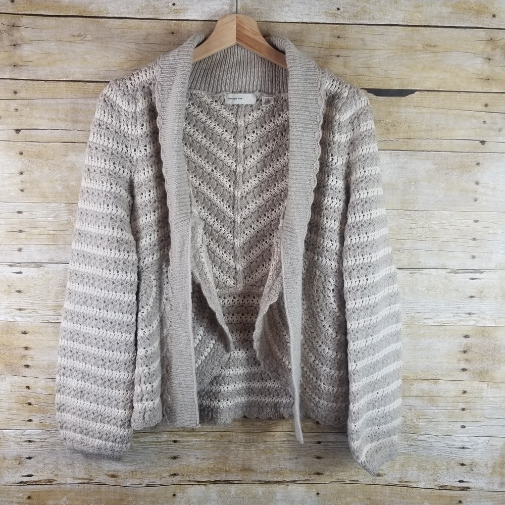 Anthropologie Sleeping On Snow Tie Front Cardigan